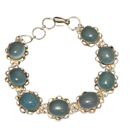 Vintage Sterling Silver Chalcedon Bracelet - intricate /handmade - Picture 2 of 10
